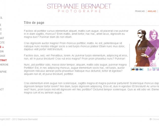 Version finale de la page de contenu