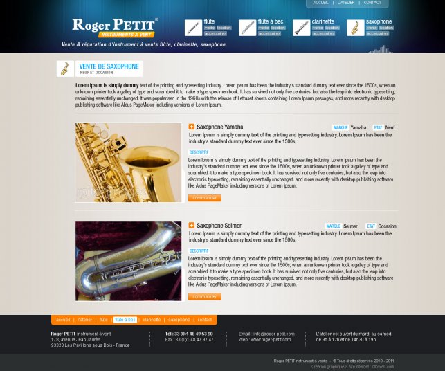 Graphisme de la page du catalogue d'instrument.