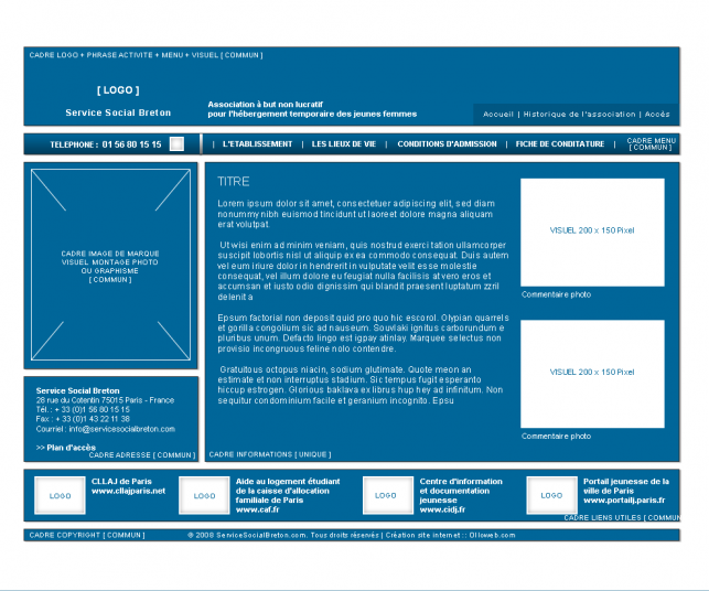 Maquette n°1 du site de l'association