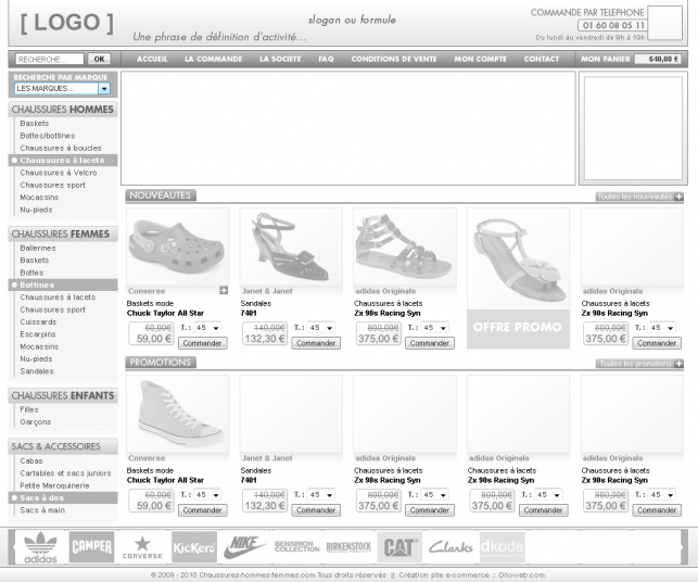 Proposition n°2 de maquette pour la page d'accueil.