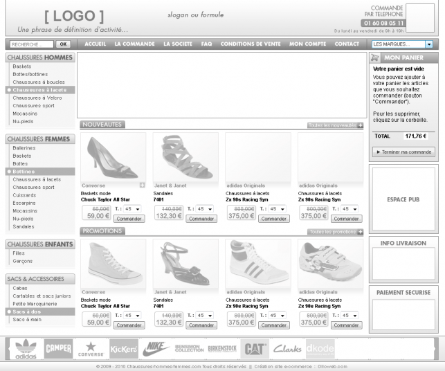Proposition n°3 de maquette pour la page d'accueil.
