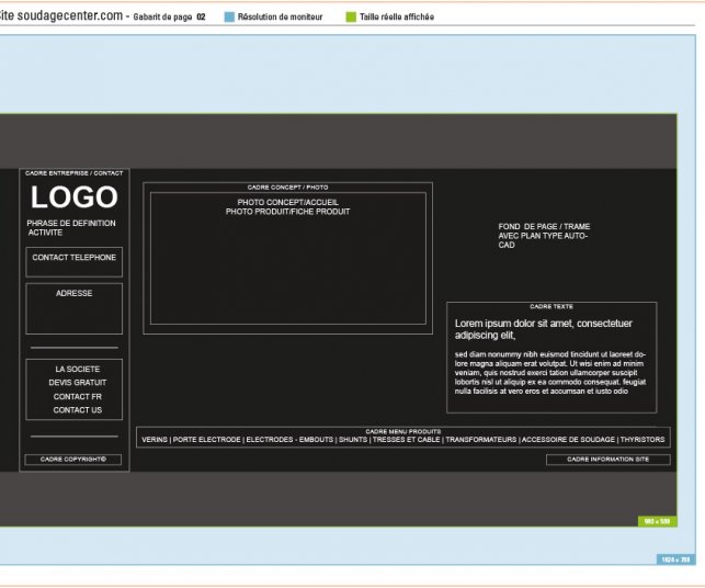 Maquette de site internet de soudage