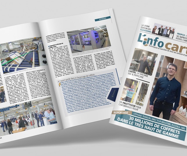Montage visuel pour présenter le magazine l'Info Carton
