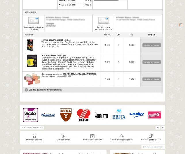 Refonte de site e-commerce, page de commande