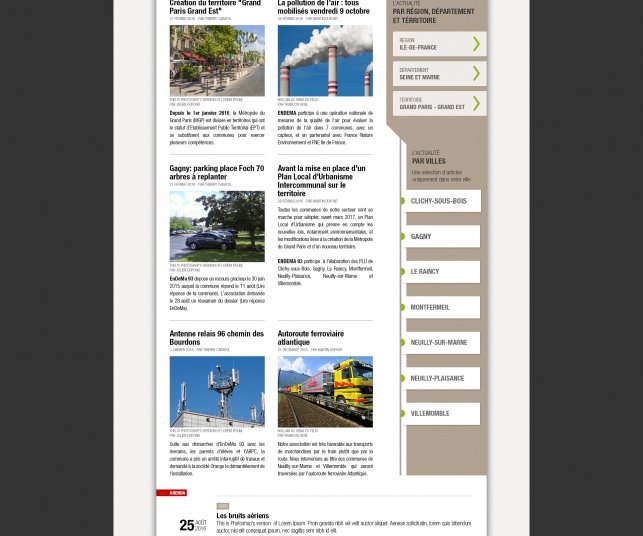 Conception graphique de la page d'accueil de l'association