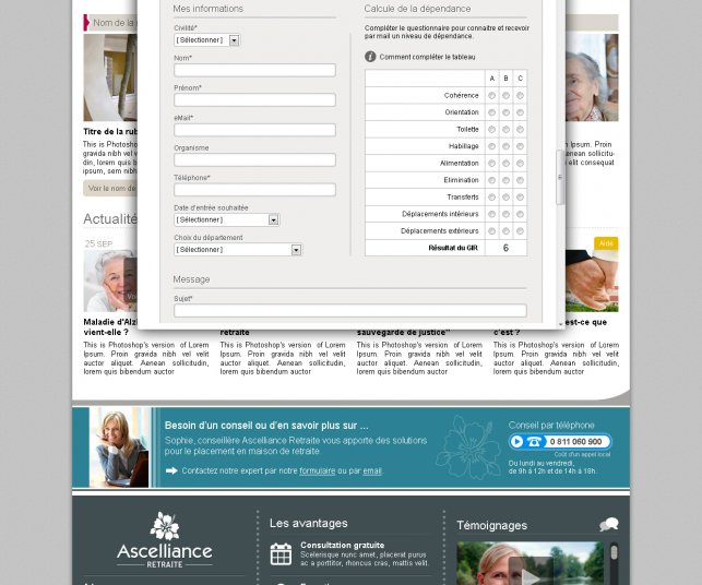 Refonte gaphique de la page contact en zoom du site internet de présentation