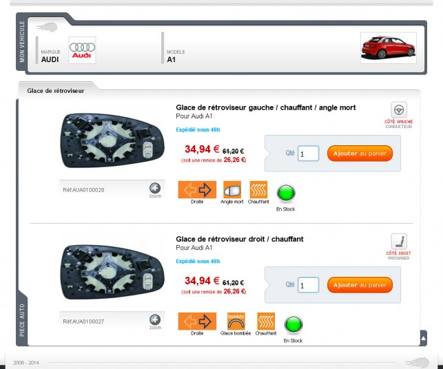 Refonte graphique de la page de pièces de carrosserie
