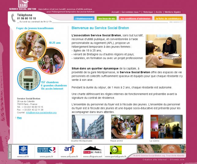 Graphisme de la page d'accueil