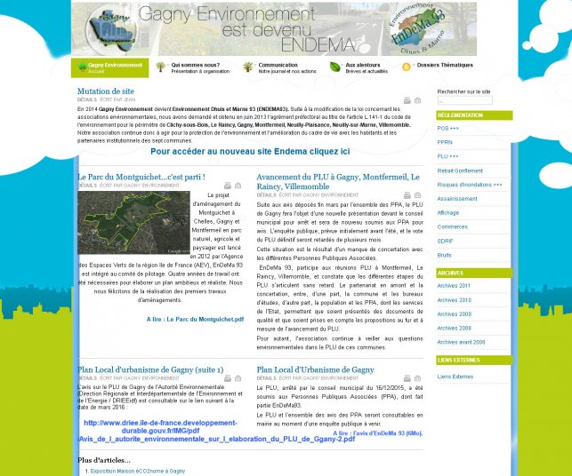 La page d'accueil du site de l'association avant refonte