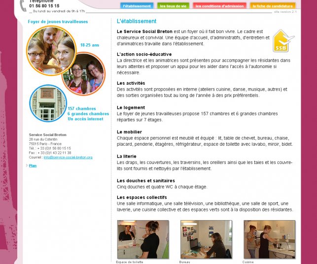 Graphisme de la page établissement