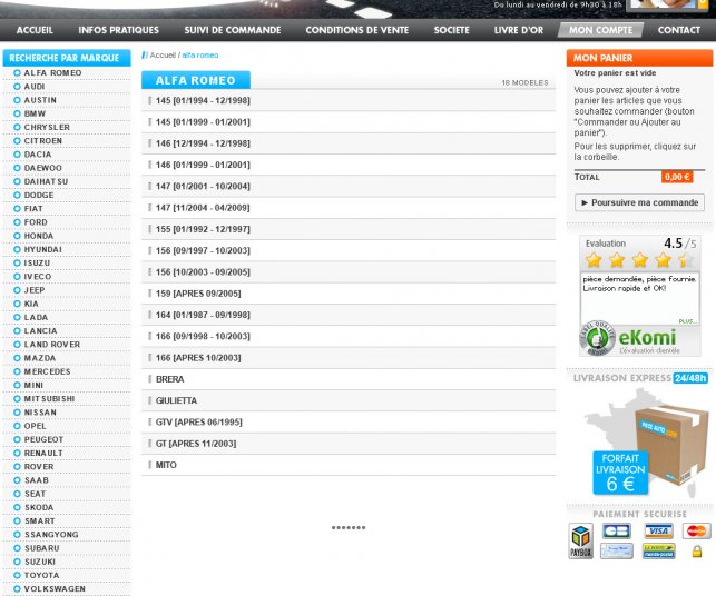 Création graphique de la page marque du site auto