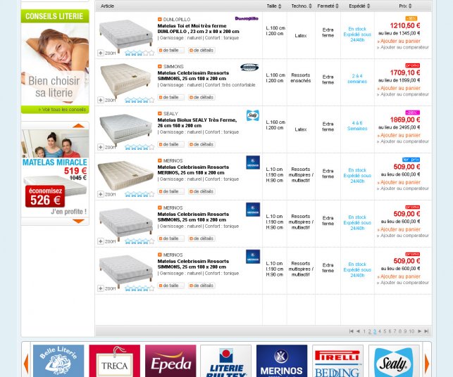 Graphisme de la page de sous-catégorie du catalogue.