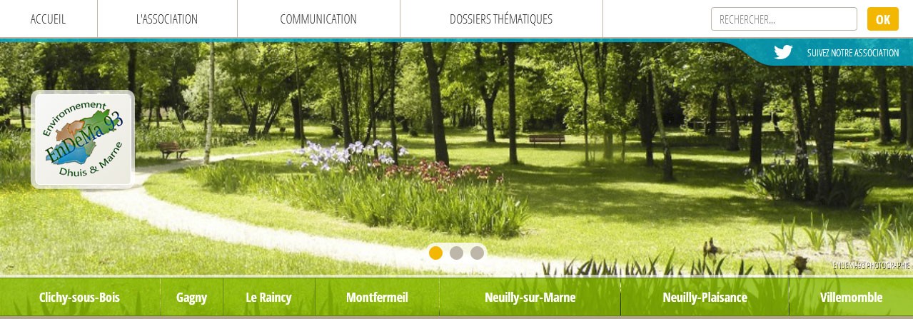Partie haute du site internet