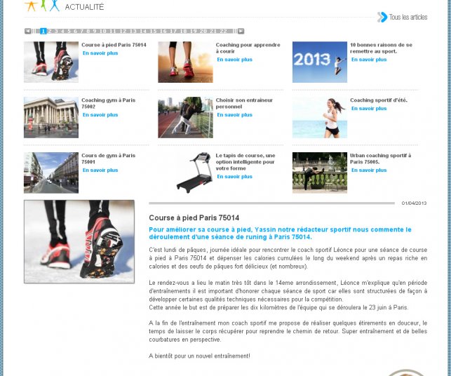 Graphisme de la page des actualités