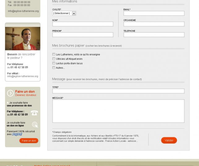 Graphisme du modèle de la page formulaire.