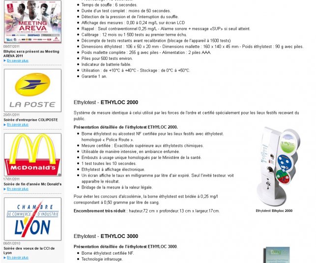 Page des ethylotests