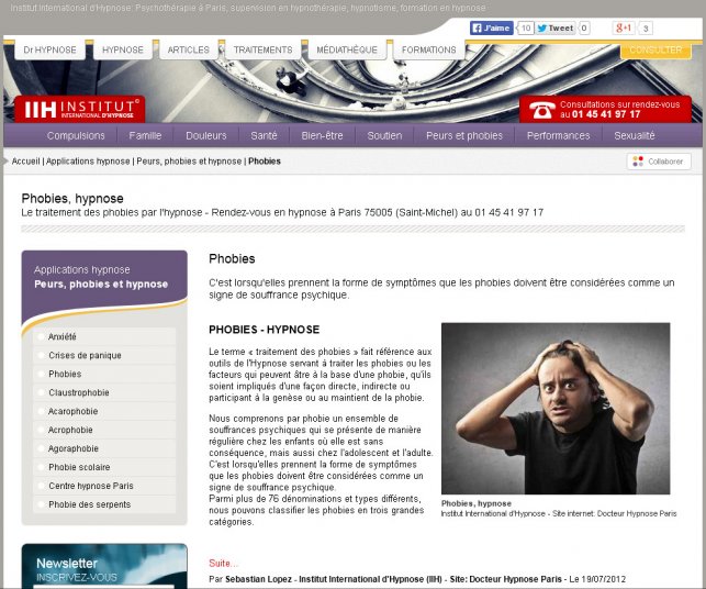 Détail d'une page de traitement sur l'hypnose